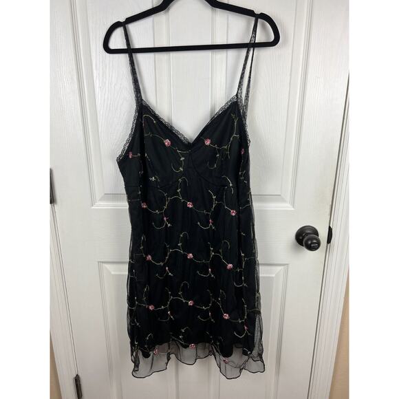 Shein Curve 3XL Black Mesh Floral Overlay Gothic Mini Dress 90s inspired - Picture 6 of 8